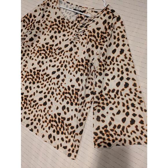 Jay Godfrey Stylish Jay Leopard Print Blouse Bell Sleeves Womens Medium - Picture 2 of 10